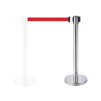  Stainless Steel Que Stand Pole Line Control Barrier Single Pcs- Red Belt
