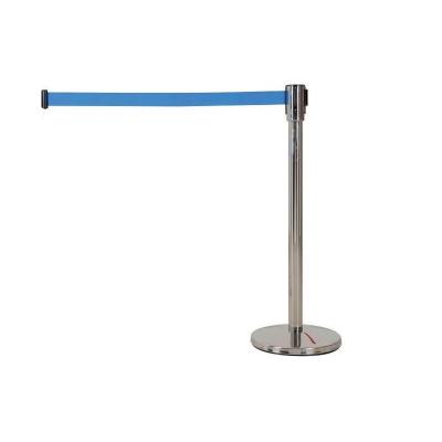 Stainless Steel Que Stand Pole Line Control Barrier Single - Blue Belt