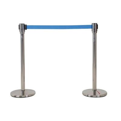 Stainless Steel Que Stand Pole Line Control Barrier Pair - Blue Belt